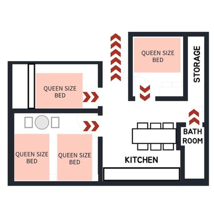 Apartment 3rooms 4beds Kitchen Hongik Stn 3min